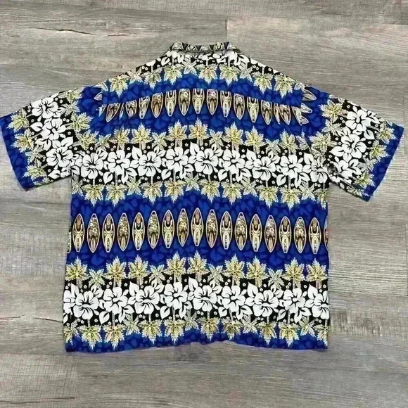 Aloha Hut Mens Hawaiian Button Up Short Sleeve Shirt Sz XL Blue - Mint EUC - Picture 5 of 14